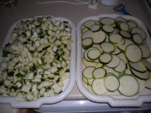 Open freezing courgettes